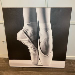 Ballerina Pointes Art Canvas Print Black & White, 20”x20” Ballet dancer shoes